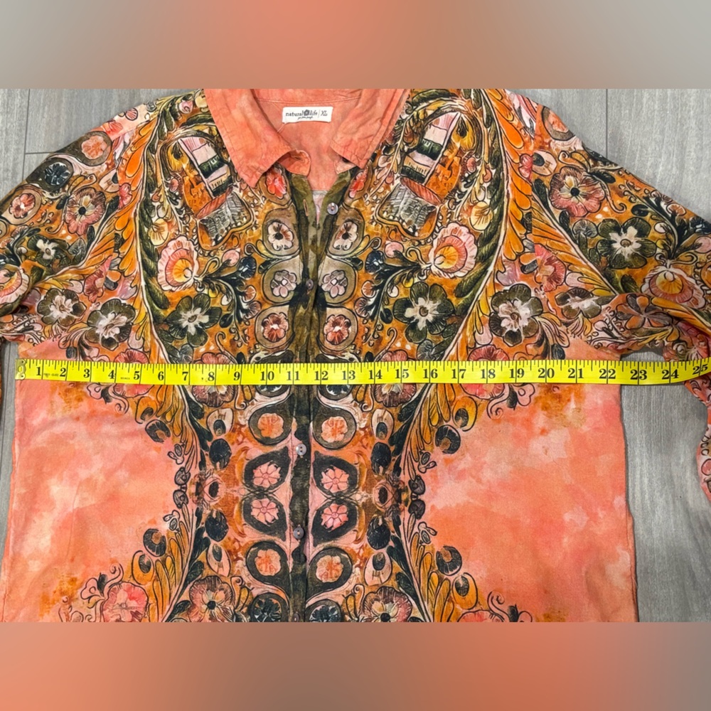 Natural Life Fional Floral Print Button-Up Tunic Dress Size XL - Picture 3 of 9